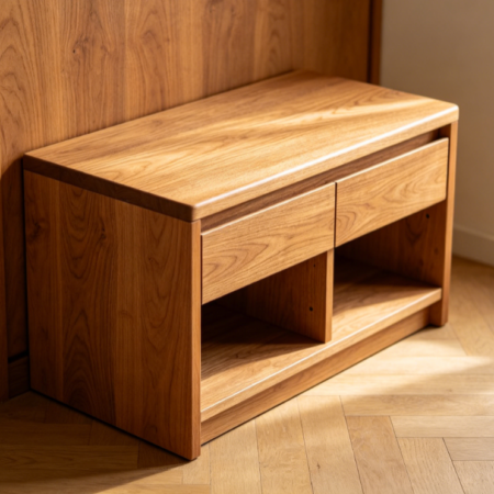 Compact Wooden Entryway Storage Bench